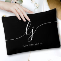 Monogram Black Stylish Calligraphy Initials Name