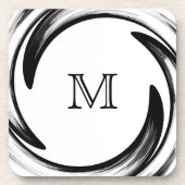 Monogram Black Swirl Abstrakt Art #2 Getränkeuntersetzer (Vorderseite)