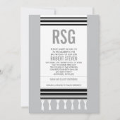 Monogram Black Tallit Bar Mitzvah Einladung (Vorderseite)