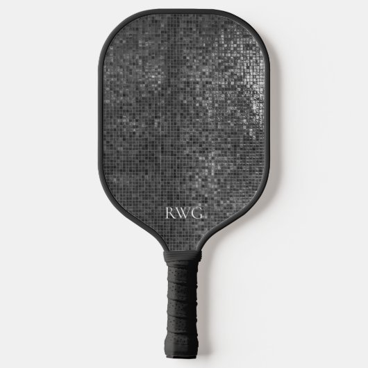 Monogram Black Texture Design Pickleball Paddel Pickleball Schläger (Rückseite)