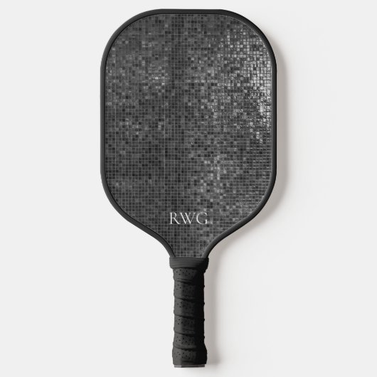 Monogram Black Texture Design Pickleball Paddel Schläger (Vorderseite)