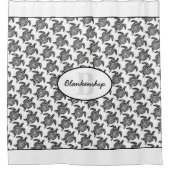 Monogram Black Tribal Turtle Pattern Over White Duschvorhang (Vorderseite)