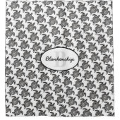 Monogram Black Tribal Turtle Pattern Over White Duschvorhang (Vorderseite)