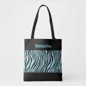 Monogram Black Turquoise Aquamarin Zebra Drucktasc Tasche (Vorderseite)