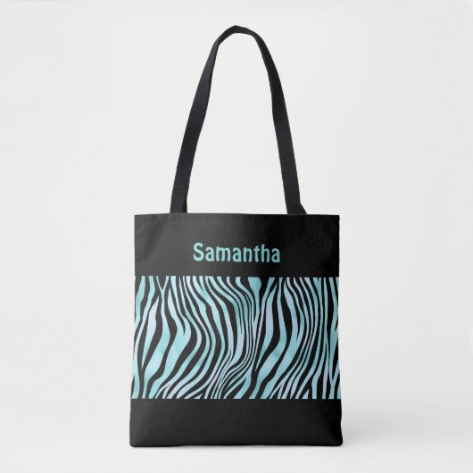 Monogram Black Turquoise Aquamarin Zebra Drucktasc Tasche (Vorderseite)