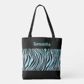 Monogram Black Turquoise Aquamarin Zebra Drucktasc Tasche (Rückseite)