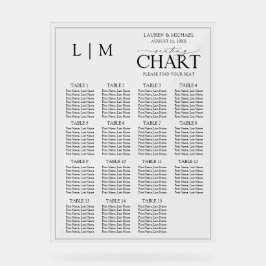 Monogram Black Typografy Wedding Seating Chart Acrylschild