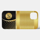 Monogram Black und Gold Metallic Mesh Case-Mate iPhone Hülle (Rückseite (Horizontal))