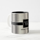 Monogram Black und Metallic Silver Zweifarbige Tasse (Vorderseite Links)