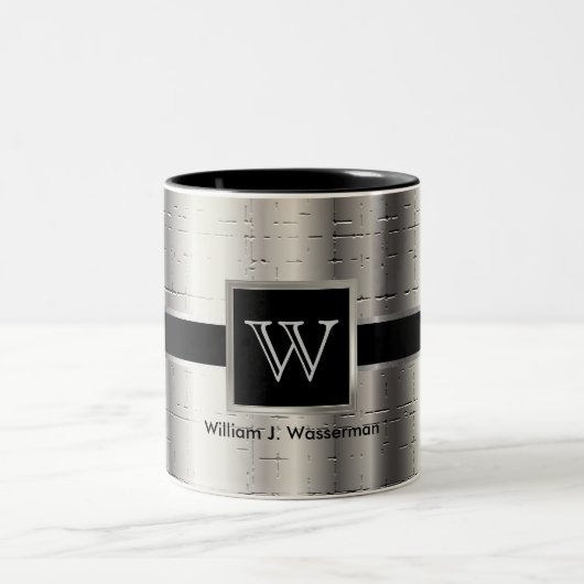 Monogram Black und Metallic Silver Zweifarbige Tasse (Mittel)