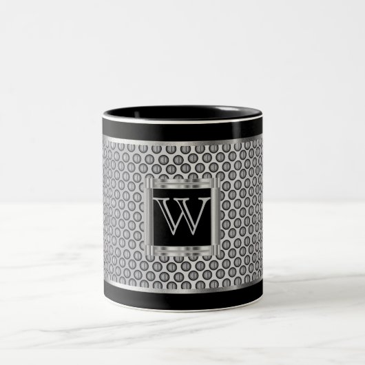 Monogram Black und Silver Metal Mesh Zweifarbige Tasse (Mittel)