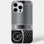 Monogram Black und Silver Metallic Mesh Case-Mate iPhone Hülle (Rückseite)