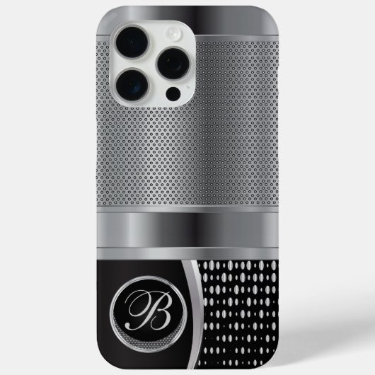 Monogram Black und Silver Metallic Mesh Case-Mate iPhone Hülle (Rückseite)