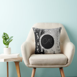 Monogram Black und Silver Sinti und Roma Scarf Kissen