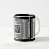 Monogram Black und Silver Steel Metal Mesh Zweifarbige Tasse (VorderseiteRechts)