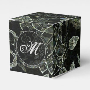 Monogram Black Vintag Floral Cube Favor Box Geschenkschachtel