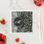 Monogram Black Vintag Floral Napkins 2 Serviette (Beispiel)