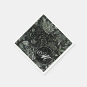 Monogram Black Vintag Floral Napkins Serviette (Ecke)