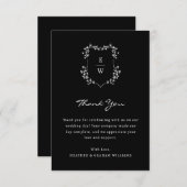 Monogram Black Wedding Dankeschön Card Dankeskarte (Vorne/Hinten)