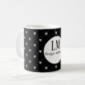 Monogram Black & White Bow Script Kaffeetasse (Vorderseite Links)