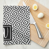 Monogram Black & White Diamond Muster Geschirrtuch (Viertel Falte)