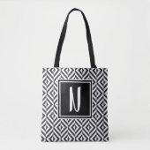 Monogram Black & White Diamond Muster Tasche (Vorderseite)