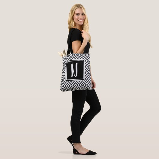 Monogram Black & White Diamond Muster Tasche (Am Model)