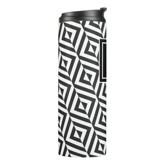 Monogram Black & White Diamond Muster Thermosbecher (Nach links gedreht)