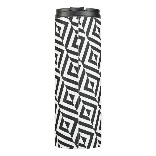 Monogram Black & White Diamond Muster Thermosbecher (Rückseite)