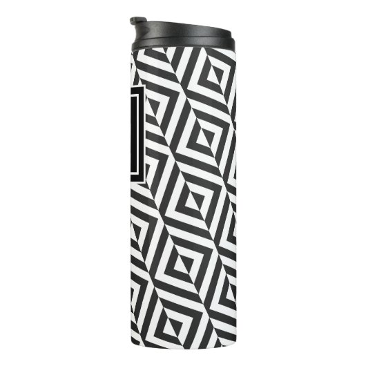 Monogram Black & White Diamond Muster Thermosbecher (Nach rechts gedreht)