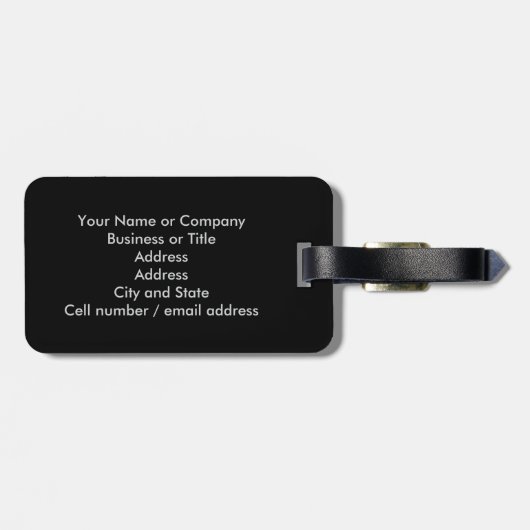 Monogram Black & White Houndstooth 2-sided w/Text  Gepäckanhänger (Rückseite horizontal)