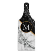 Monogram Black White Marble Stone Cutting Board Schneidebrett (Vorderseite)