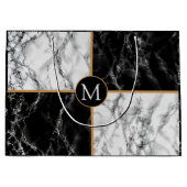 Monogram Black White Marble - Your Letter / Years Große Geschenktüte (Vorderseite)