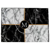Monogram Black White Marble - Your Letter / Years Große Geschenktüte (Rückseite)