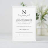 Monogram Black & White Modern RSVP Karte (Stehend Vorderseite)