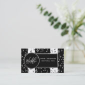 Monogram Black & White Music Business Card 2 Visitenkarte (Stehend Vorderseite)