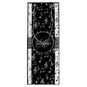 Monogram Black & White Musical Stripes Weinbeutel Geschenktüte Für Weinflaschen (Rückseite)