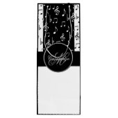 Monogram Black & White Musical Stripes Weinbeutel  Geschenktüte Für Weinflaschen (Rückseite)