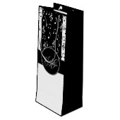 Monogram Black & White Musical Stripes Weinbeutel  Geschenktüte Für Weinflaschen (Rückseite Schrägansicht)