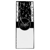 Monogram Black & White Musical Stripes Weinbeutel  Geschenktüte Für Weinflaschen (Vorderseite)