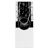 Monogram Black & White Musical Stripes Weinbeutel Geschenktüte Für Weinflaschen (Rückseite)