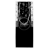 Monogram Black & White Musical Stripes Weinbeutel  Geschenktüte Für Weinflaschen (Rückseite)