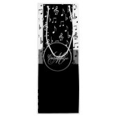 Monogram Black & White Musical Stripes Weinbeutel  Geschenktüte Für Weinflaschen (Vorderseite)