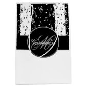 Monogram Black & White Musikstreifen Geschenktasch Mittlere Geschenktüte (Vorderseite)