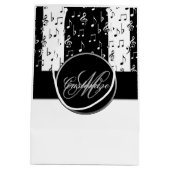 Monogram Black & White Musikstreifen Geschenktasch Mittlere Geschenktüte (Rückseite)