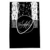 Monogram Black & White Musikstreifen Geschenktasch Mittlere Geschenktüte (Vorderseite)