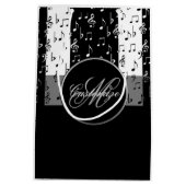 Monogram Black & White Musikstreifen Geschenktasch Mittlere Geschenktüte (Rückseite)