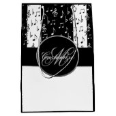 Monogram Black & White Musikstreifen Geschenktasch Mittlere Geschenktüte (Vorderseite)