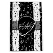 Monogram Black & White Musikstreifen Geschenktasch Mittlere Geschenktüte (Vorderseite)
