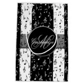 Monogram Black & White Musikstreifen Geschenktasch Mittlere Geschenktüte (Rückseite)